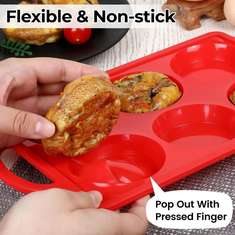 CAKETIME Muffin Top Pan Non Stick, 3 Inch Metal Frame Round Egg Baking Pan for Oven English Muffins, Whoopie Pies, Corn Bread, Egg Bites, Breakfast Sandwiches Tarts 3 Pack Red - Image 4